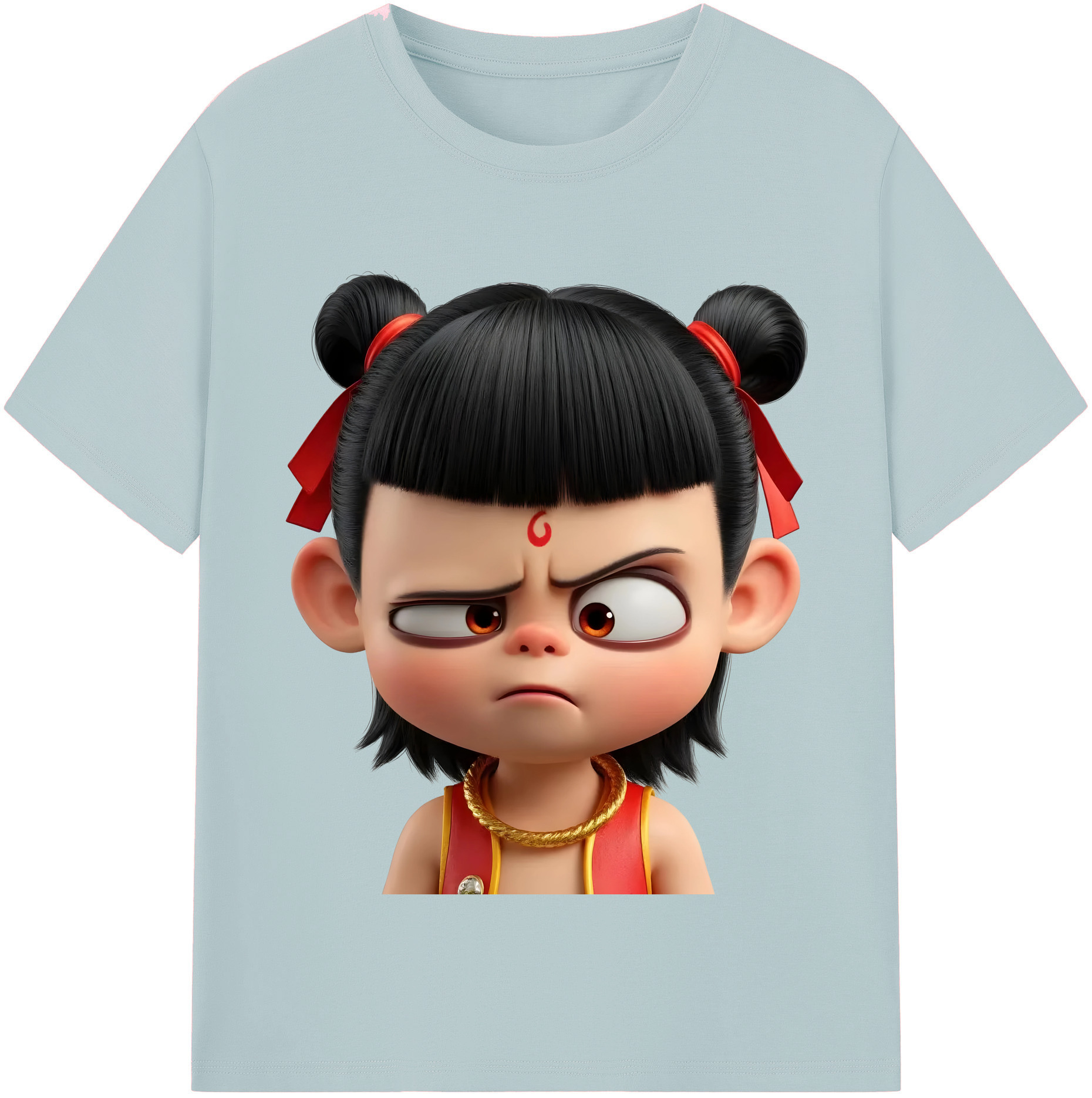 （画像用） Ne Zha 2 ナタ 魔童の大暴れ 綿100％半袖Tシャツ（フロントプリント）